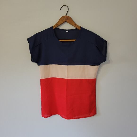 Patriotic Color Block T-Shirt S - Picture 1 of 5
